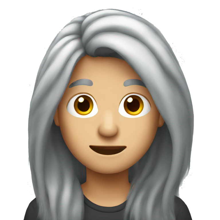 Long grey hair emoji