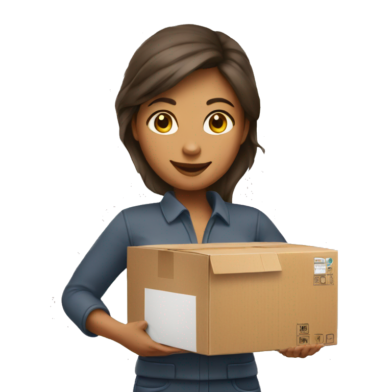 delivery woman cardboard box emoji