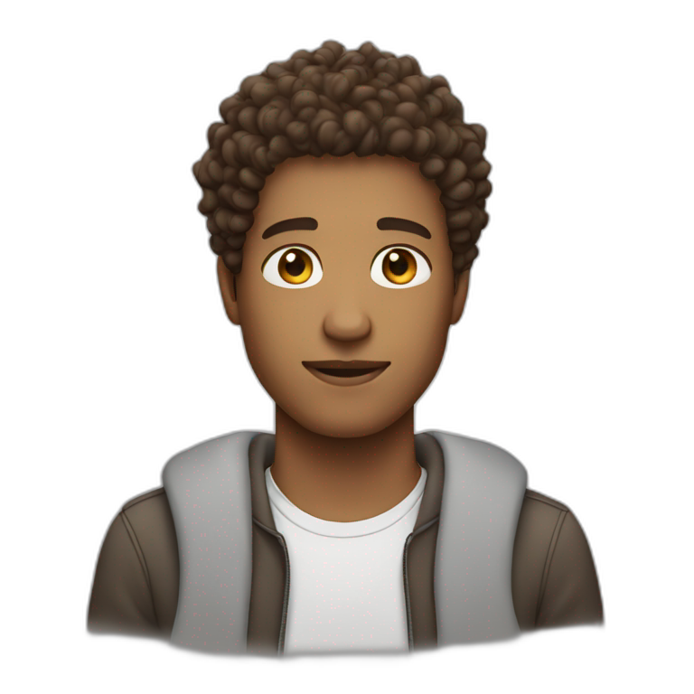 brown curly hair man with fade emoji