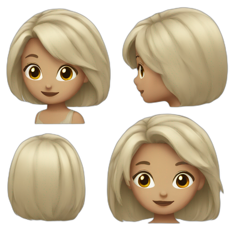 A girl with black and beige hair emoji