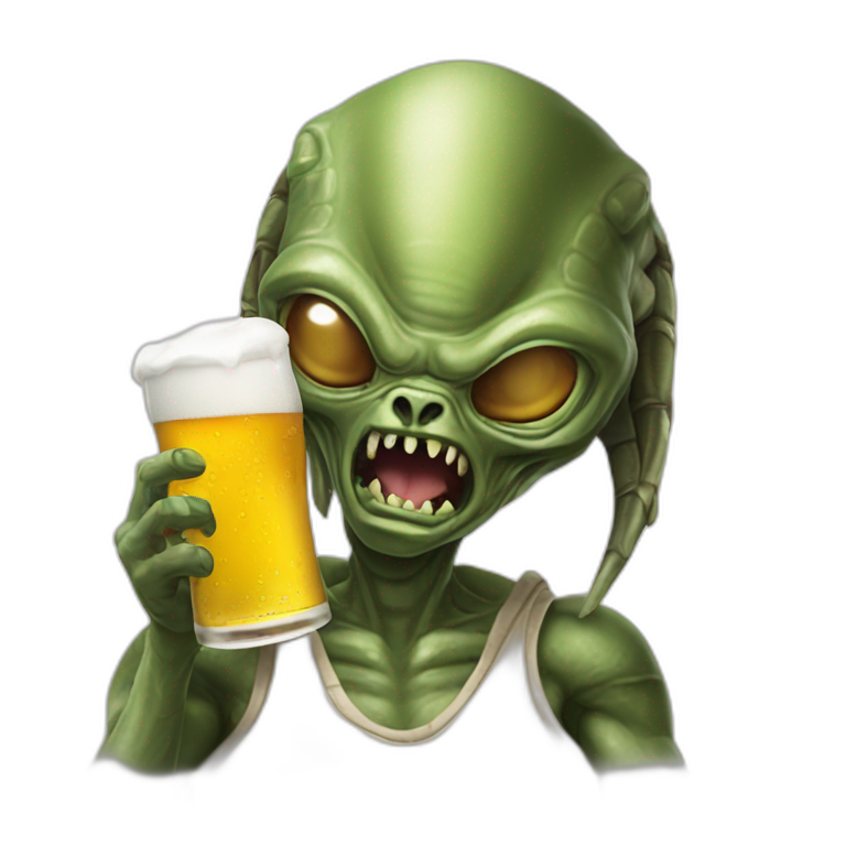 alien predator drinking beer emoji