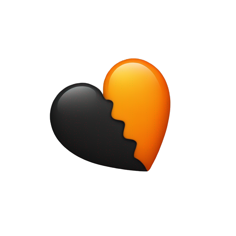 Half black and half orange heart emoji