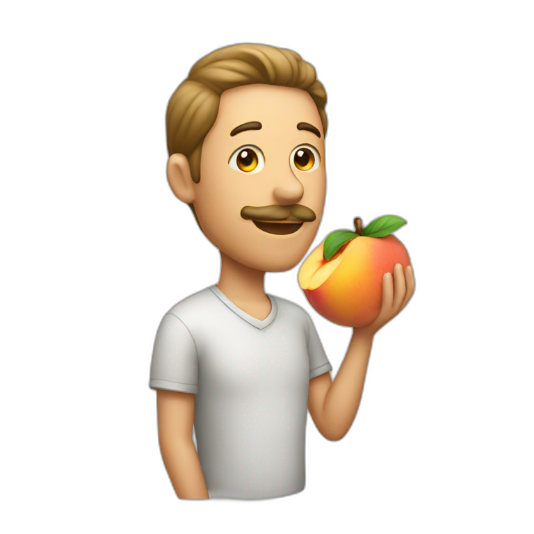 Man eating peach emoji