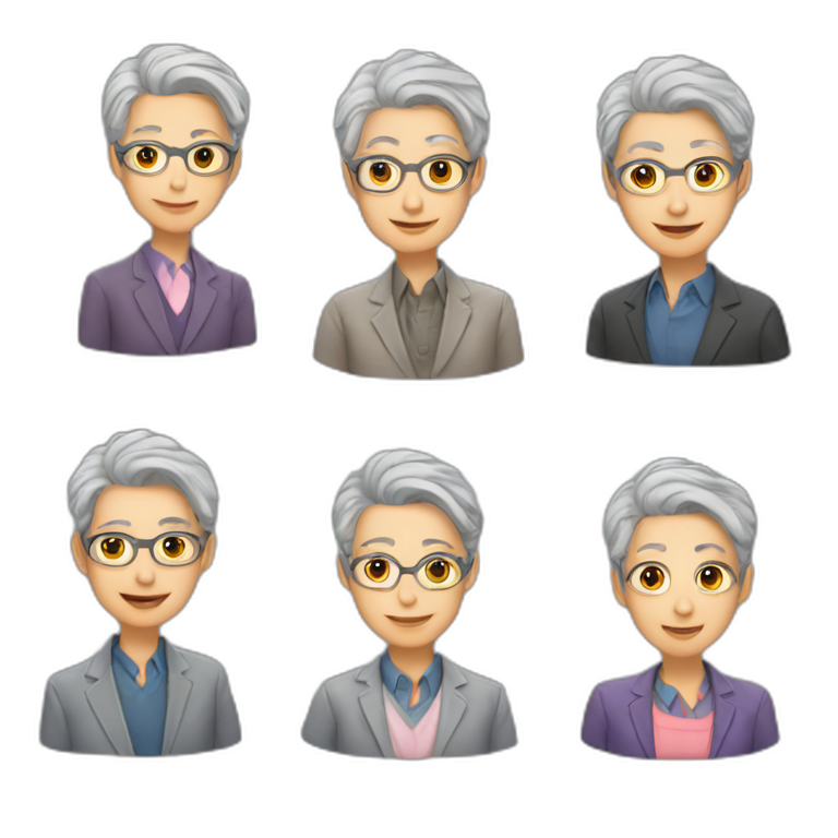 School reunion oriental grey hair teacher emoji