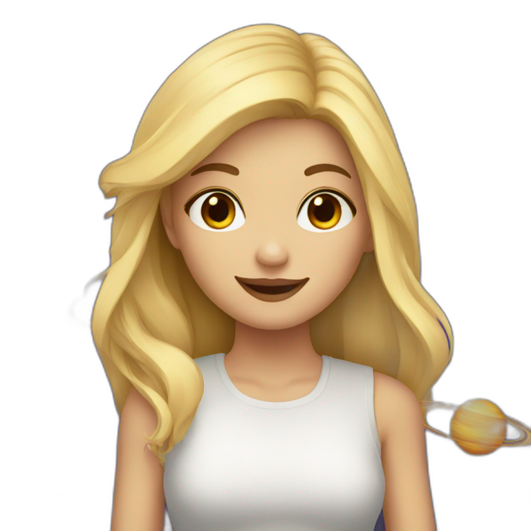 A blonde girl with planets around her emoji