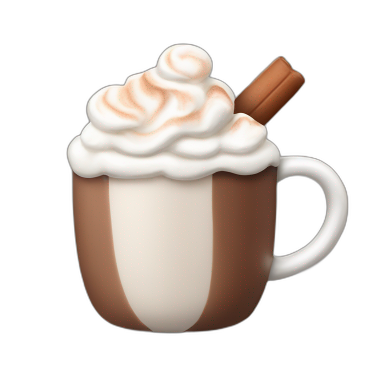 mug of hot chocolate with marshmallows and whipped cream emoji