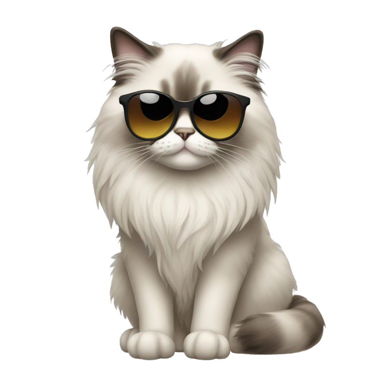 Ragdoll cat wearing sunglasses emoji