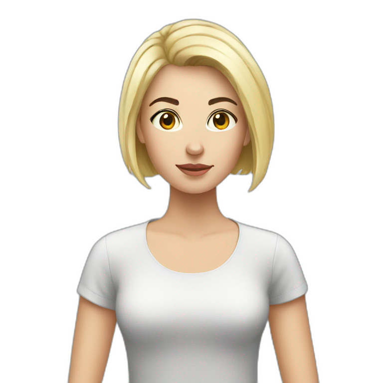 young white woman with a short black hair emoji
