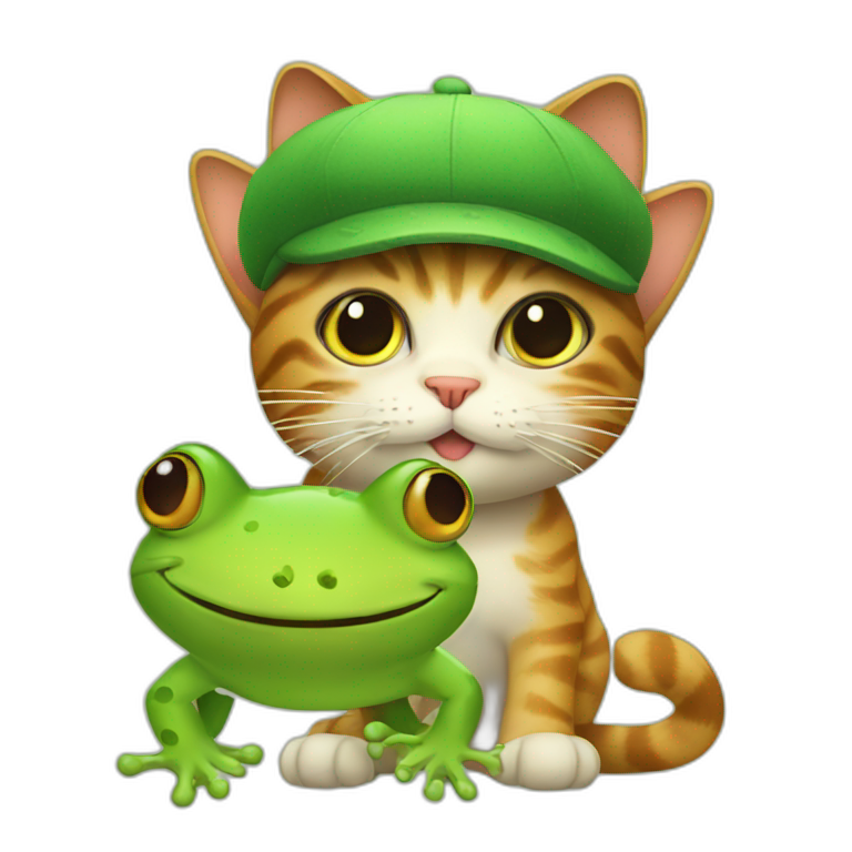 a cat with a frog hat emoji