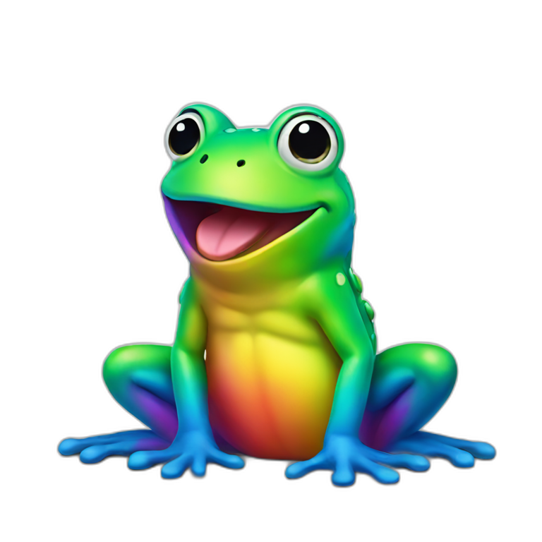 Rainbow happy frog emoji