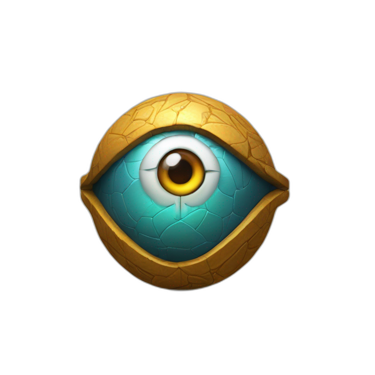 3d sphere with a cartoon Pillager skin texture with Eye of Horus emoji