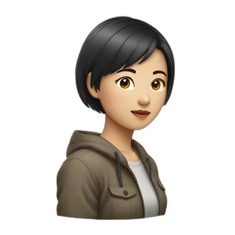 Asian girl with short hair emoji