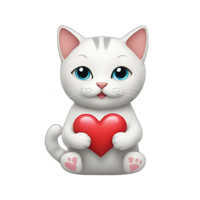cat holding a heart emoji