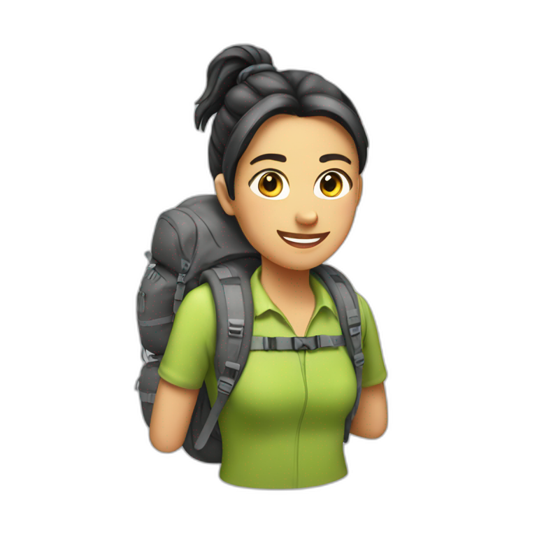 famale Backpackers with ponytail emoji