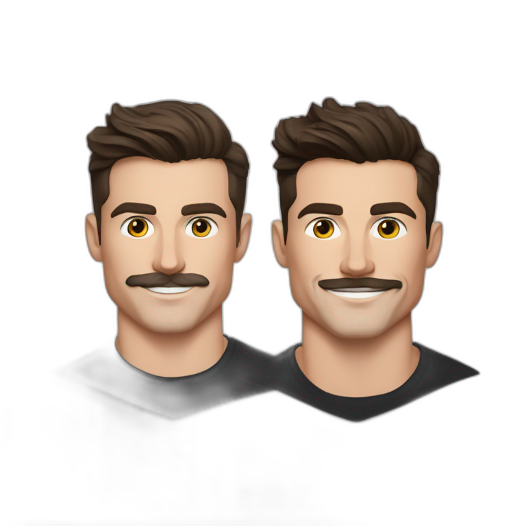 Mason mount, Cristiano Ronaldo, Matt Bomer 30 year old product designer with stubble and mustache in a black tshirt with broad shoulders profile photo emoji