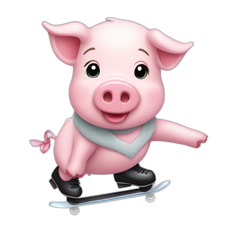Cute pig ice-skating emoji
