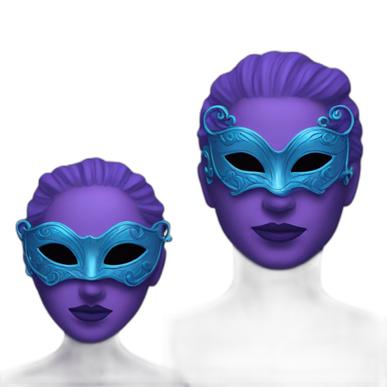 2 purple blue teather masks emoji