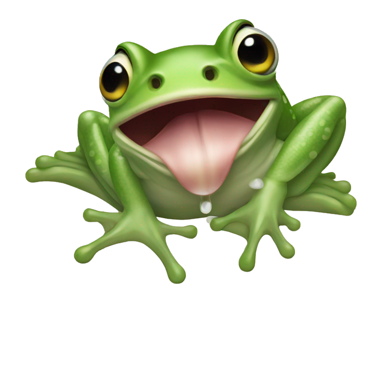 Frog catching a fly with long tongue emoji