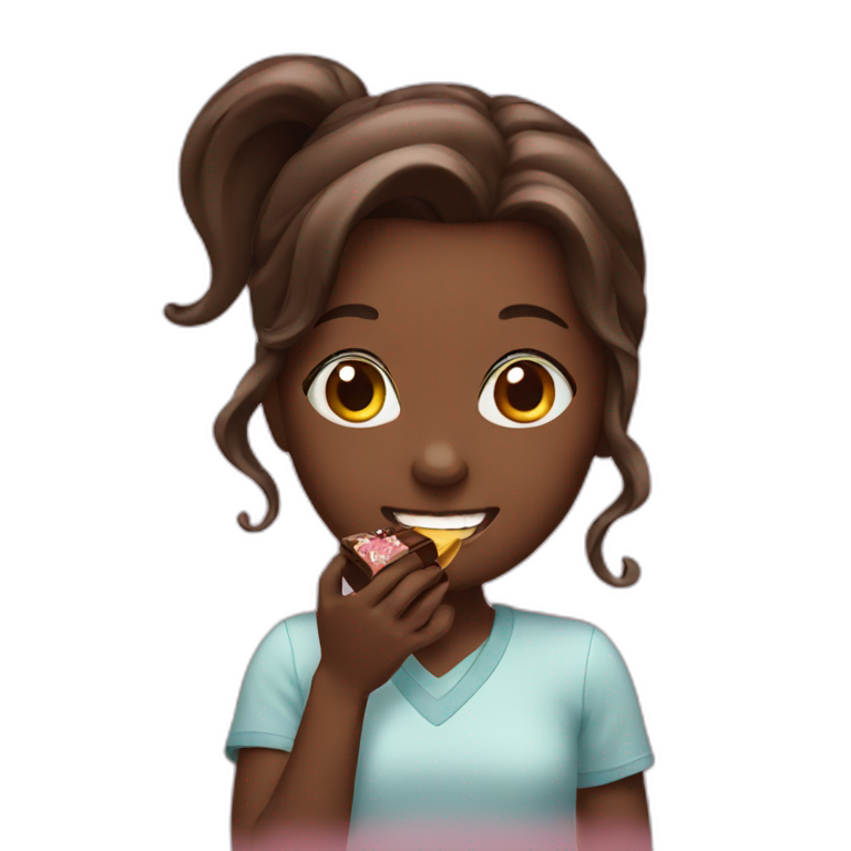 Girl eating chocolate  emoji