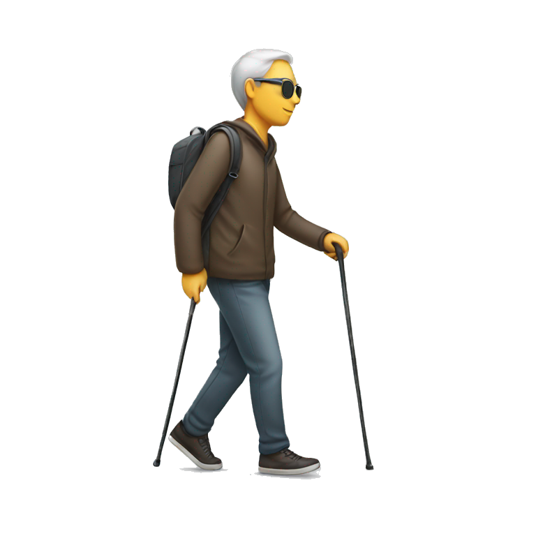 blind person walking with cane emoji