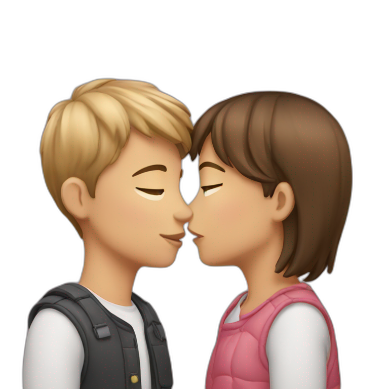 A boy and a girl kissing  emoji
