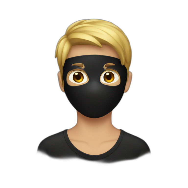 Boy wear black mask  emoji