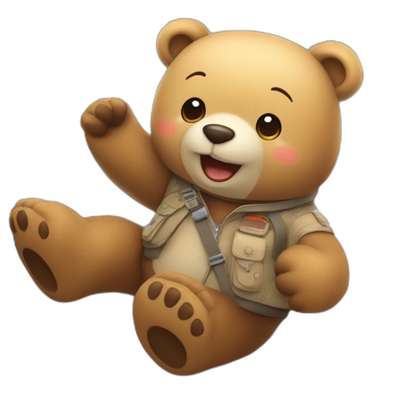 Cute bear on a flight wishing happy journey emoji