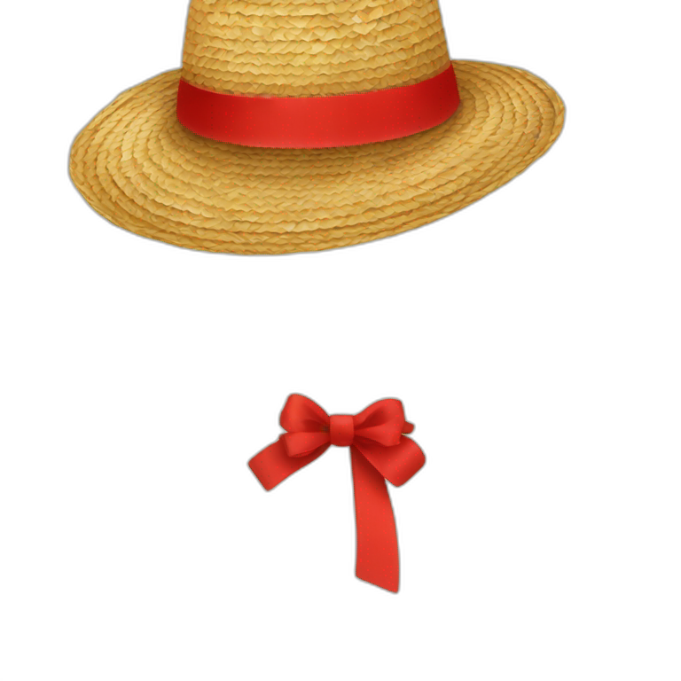 Chapeau de paille avec ruban rouge emoji
