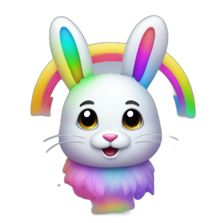 wonderland bunny tech glitchy rainbow colors emoji