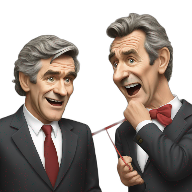 Gordon Brown pulling string out of Barry Chuckle emoji
