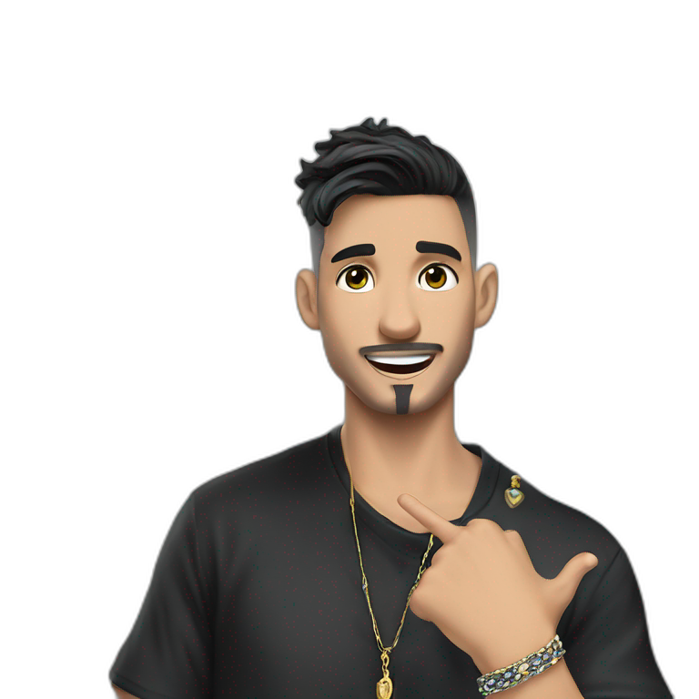 confident black-haired boy with jewelry emoji