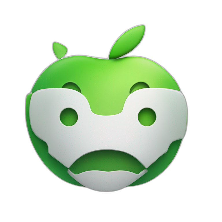 Android logo with apple logo emoji