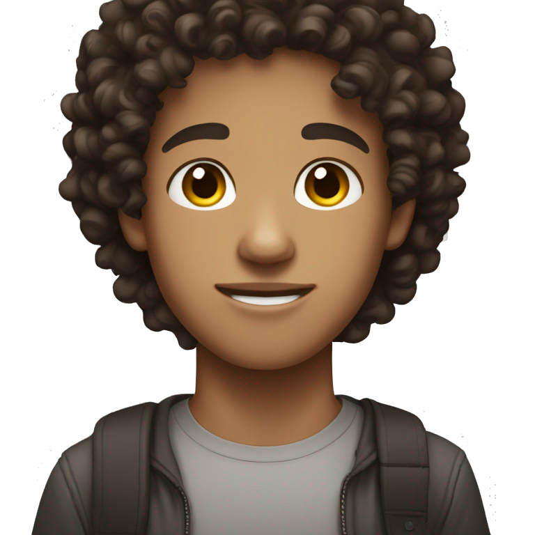 Dark brown Curly hair lightskin male teenager  emoji
