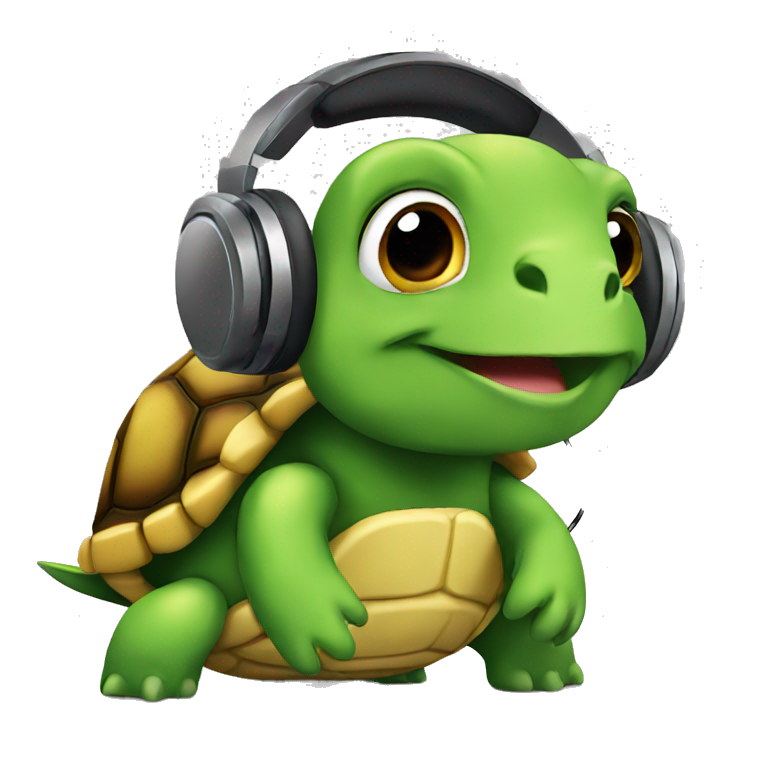 turtle listening to music  emoji