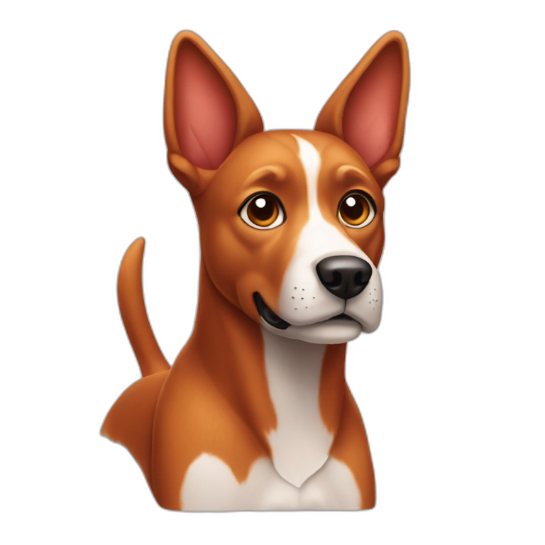 red dog with straight ears and white paws emoji