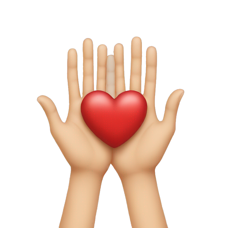 Hands holding a heart emoji