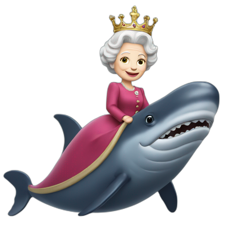 Queen Elizabeth II riding a whale emoji