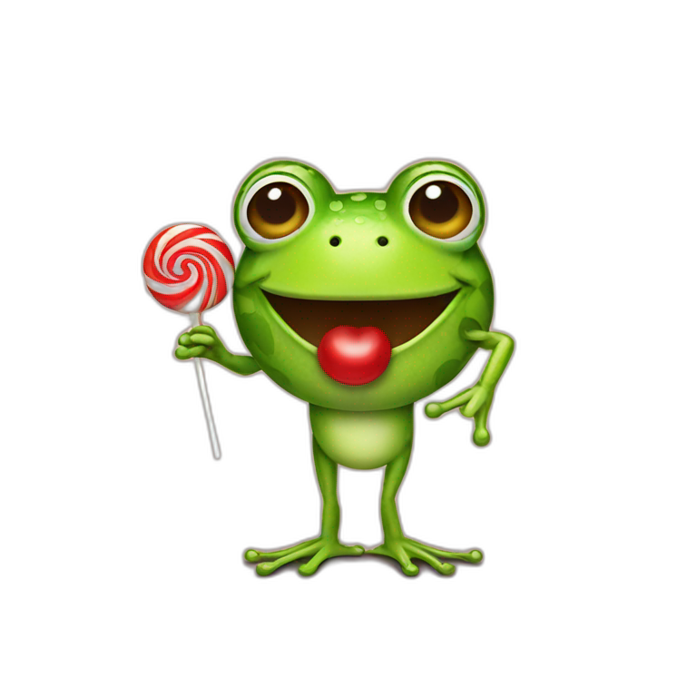 Frog holding a lollipop  emoji