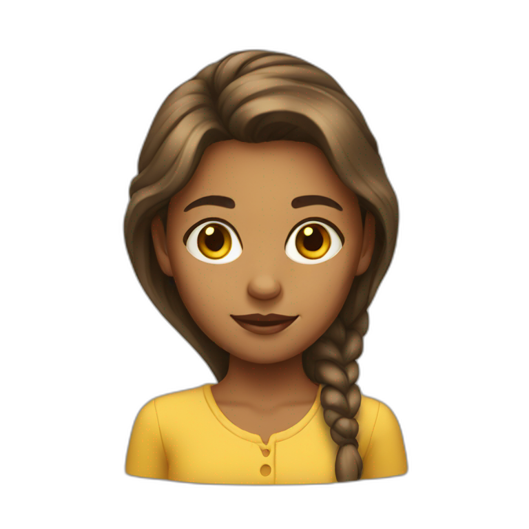 Girl with brown long yellow skin emoji