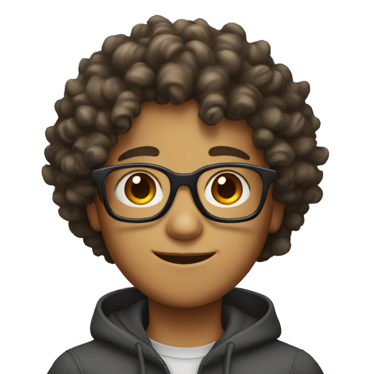 Curly hair boy with glasses  emoji