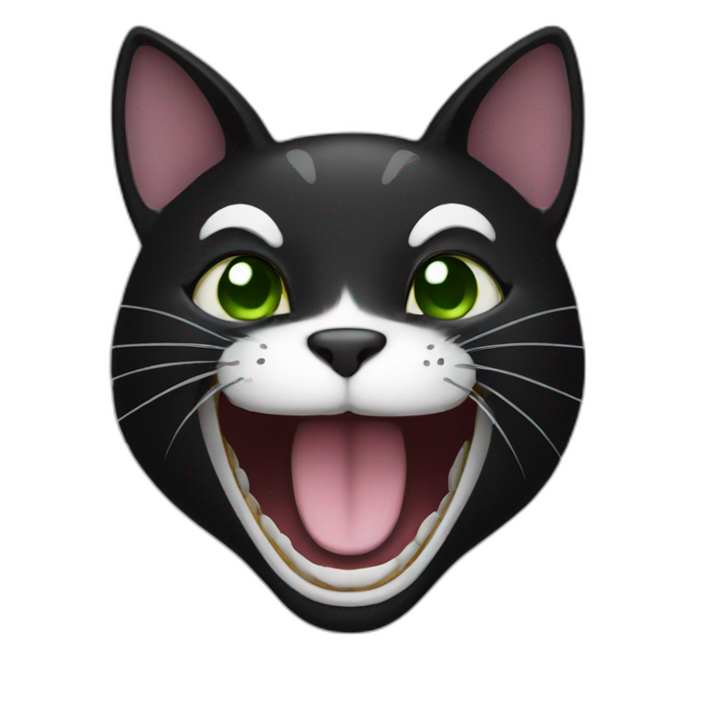 Black cat laughing  emoji