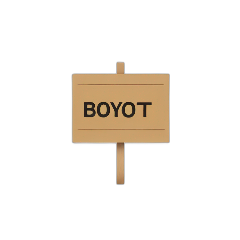 Placard with boycott written on it emoji