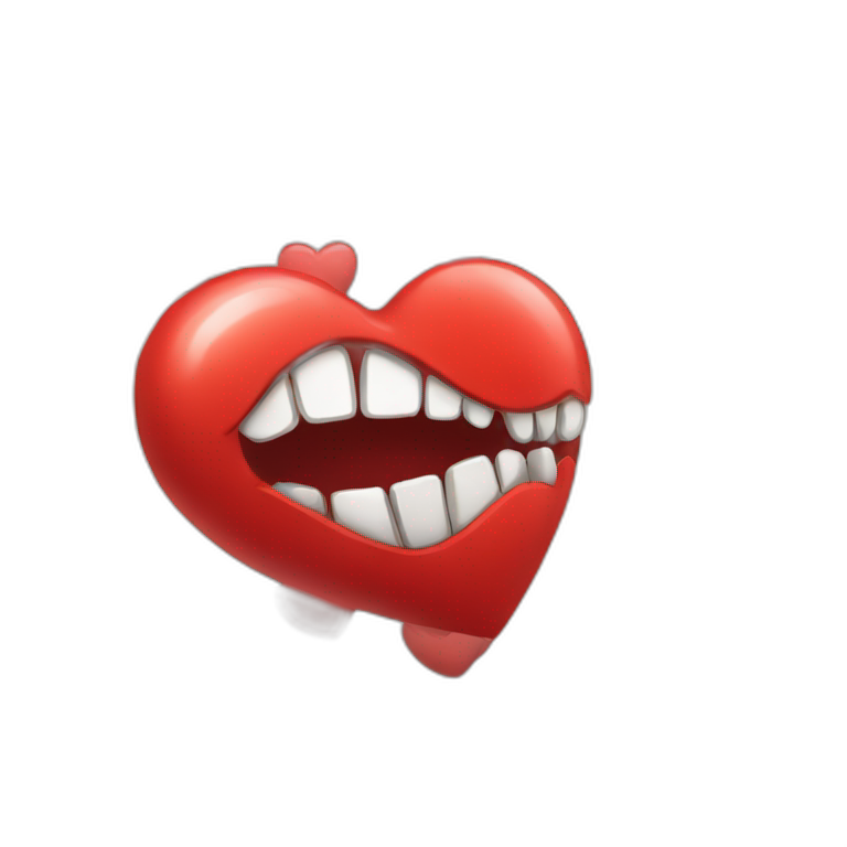 Red heart with long sharp teeth emoji