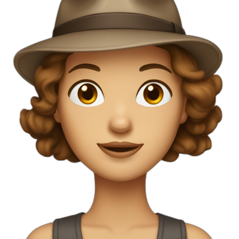 woman with brown hair in fedora emoji