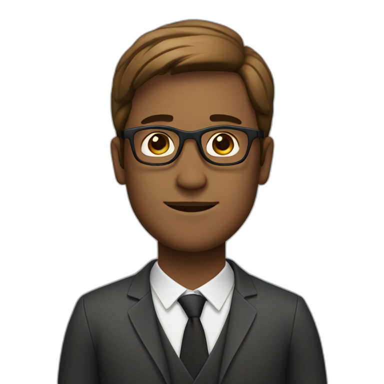 white man with brown middle part hair with glasses emoji
