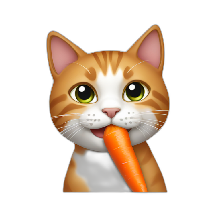 A cat eating a carrot emoji
