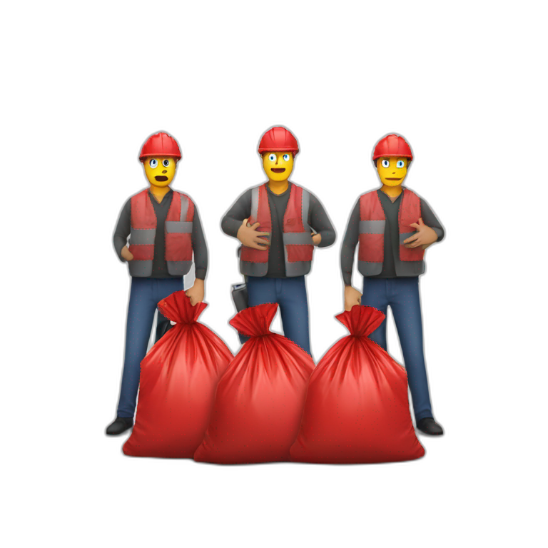 3 Man with red garbage bag in the bag danger logo emoji
