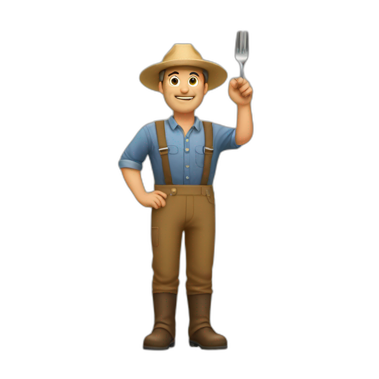 farmer man saluting with fork emoji