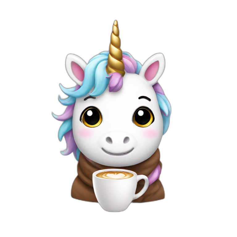 cute Unicorn with a cup of coffee emoji