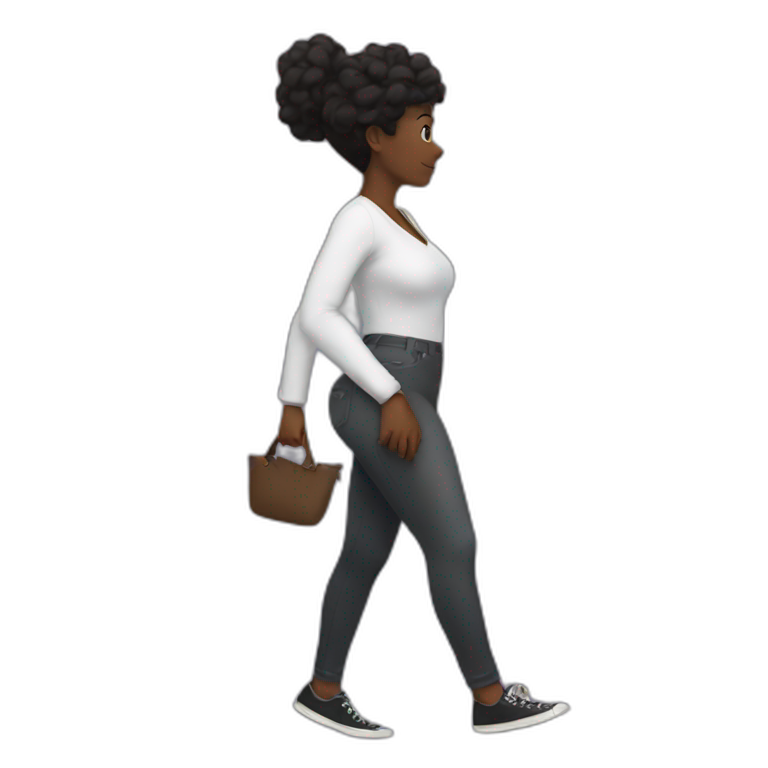 black lady with big hips walking away emoji